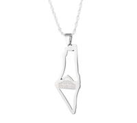 NBYGSC Collier Palestine en Argent Sterling 925 pour Hommes, Collier Palestine Israël pour Femmes, Collier Carte Palestine Pendentif chaîne de géographie du Pays, Collier Palestine Or, Bijoux