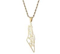 NBYGSC Collier Palestine en Argent Sterling 925 pour Hommes, Collier Palestine Israël pour Femmes, Collier Carte Palestine Pendentif chaîne de géographie du Pays, Collier Palestine Or, Bijoux