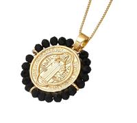 NBYGSC Collier Saint Benoît pour Femmes Hommes, Perles Multicolores Colliers Saint Benoît, Médailles Saint Benoît, Médaille de San Benito, Médaille San Benito, Médaille Saint Benoît
