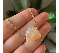 NBYGSC Colliers en Cristal de Roche Brut pour Pierre Reiki, améthystes Naturelles, Lapis, Tourmaline, Fluorite, Quartz Rose, Pendentif, spécimen minéral (Taille : Citrine)