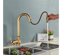 NBYGSC Extérieur de la Cuisine Robinet Antique en Laiton Pandée Tirez vers Le Bas de la terrasse à Eau Chaude Froide montée