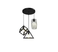 NBYGSC Lampe Suspendue à Trois têtes, de l'industrie métallique, Corps carré créatif Personnel, Abat-Jour Creux Noir, Lampe Suspendue de Plafond réglable pour Cuisine, îlot, Chambre à Coucher,