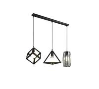 NBYGSC Lampe Suspendue à Trois têtes, de l'industrie métallique, Corps carré créatif Personnel, Abat-Jour Creux Noir, Lampe Suspendue de Plafond réglable pour Cuisine, îlot, Chambre à Coucher,