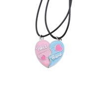 NBYGSC Nouveau 2025 2pcs Magnitic Big Heart ami Rose Pendant Bleu PU Corche en Cuir Assorti Collier Femme Hes His Ses Bijoux de décoration Accessoires DE Commoration