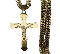 NBYGSC Nouveau 2025 Hip HOP Jesus Collier Croix en Couches Men Hommes en Acier Inoxydable Haut de Gamme sur Le Cou Colliers de Pendentif Masculin