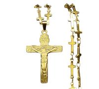 NBYGSC Nouveau 2025 Inri Jesus Cross Religon Amulet Pendant Collier Femmes Men Men en Acier Inoxydable Gold Couleur Punk Collier de chaîne Masculine Décoration Bijoux Jielts Accessoires Commémoratif