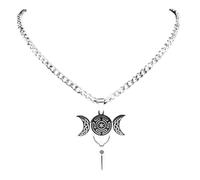 NBYGSC Nouveau 2025 Wicca Triple Moon Hekate Wheel Goddesse Pendant Collier Femme Men Hommes en Acier Inoxydable Colliers de Sorcellerie Décor