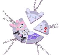 NBYGSC Nouveau 5 PCS/Set Cartoon Animal Amis Collier Rabbit Cat Puzza Puzzle Round Choker Gilrs Friends Memorial Decoration Bijoux Accessoires Commémoratifs Trendy Best for Gift