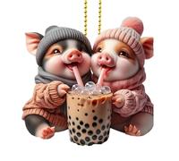 NBYGSC Pendentif de Voiture 2D Acrylique | Ornement de balançoire de Porc, Joli Pendentif esthétique, décoration de balançoire pour Porte-clés, intérieur de Voiture, rétroviseur, fenêtre Murale,