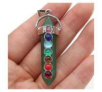 NBYGSC Perles en pierre naturelle, 7 chakras, pendentif en cristal de guérison Reiki, breloques à pointe hexagonale, accessoires de fabrication de bijoux pour la fabrication de bijoux (couleur : bleu,