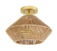 NBYGSC Plafonnier Semi-encastré de Campagne américaine, d'éclairage de décoration intérieure à Double tête Pastorale, rotin tissé à proximité des plafonniers, pour Salon, Chambre à Coucher,