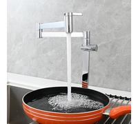 NBYGSC Pont de Pont ller Pliant avec Bras oscillant à Double Joint Extensible, Robinet de Cuisine en Laiton Un Trou Seul à Deux poignées, Chrome