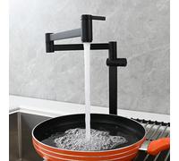 NBYGSC Pont de Pont ller Pliant avec Un Bras oscillant à Double Joint Extensible, Robinet de Cuisine en Laiton Un Trou Seul à Deux poignées, Noir