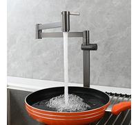 NBYGSC Pont de Pont ller Pliant avec Un Bras Swing à Double Joint Extensible, Robinet de Cuisine en Laiton Un Trou Seul à Deux poignées, Gris Pistolet