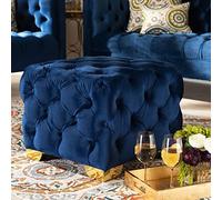 NBYGSC Repose-Pieds Luxueux en Velours avec Boutons Doux, Table Basse Tabouret de vanité, Repose-Pieds Multifonctionnel pour Salon Chambre à Coucher, 40 x 40 x 40 cm (16 x 16 x 16 Pouces)