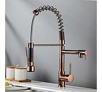 NBYGSC Robinet avec Pull-Bower pulvérisateur 2 functs Stream Spray Black Hot Cold Water Tap pour l'évier de Cuisine Moderne Instalat Rose Finish