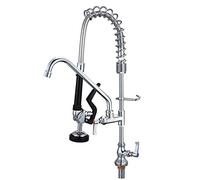 NBYGSC Robinet de Cuisine de Pont à Pont à Un Seul Trou avec Central avec pulvérisateur de Traction vers Le Bas buse de balançoire en Laiton chromé en Laiton à l'eau Froide pour évier pré-rinçage