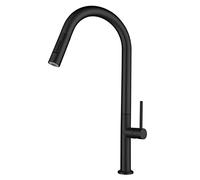 NBYGSC Robinet Noir Moderne avec pulvérisateur en Acier Inoxydable Tap d'évier monté pour Le Style Commercial à Eau Chaude Froide Tire des robinets de Cuisine.