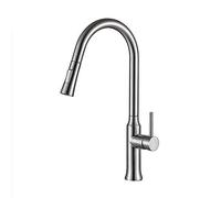 NBYGSC Robinets avec pulvérisateur Down, pour lavabo de Cuisine 304 Faucet en Acier sans Joie sans poignée Unique Moderne, 2 Modes buse pivotante, nickelb brossé