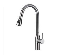 NBYGSC Robinets avec pulvérisateur Down, pour lavabo de Cuisine 304 Faucet en Acier sans Joie sans poignée Unique Moderne, 2 Modes buse pivotante, nickelb brossé