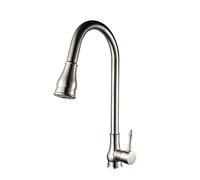 NBYGSC Robinets Cuisine en Laiton, poignées Simples du Trou avec Deux Modes de Sortie d'eau, Robot Rotatif à 360 degrés, Robinet d'évier Chaud Froid, Noir (Nickel brossé)