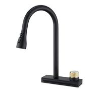NBYGSC Robinets de Cuisine avec pulvérisateur Pull-Bas en Acier Inoxydable Mode Cascade à Un Trou de Pivot à Chaud à l'eau Froide Pulpe vers Le Bas du Robinet de Cuisine-Noir