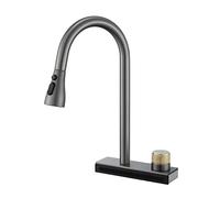 NBYGSC Robinets de Cuisine avec pulvérisateur Pull-Bas en Acier Inoxydable Mode Cascade à Un Trou de Pivot à Chaud à l'eau Froide Pulpe vers Le Bas du Robinet de Cuisine-Noir