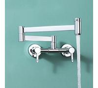 NBYGSC Taps muraux, Pliage en Laiton de Cuisine, évier Mural Tap Robinet à Eau Froide Chaude Robinet Doubles Trous, leviers Doubles Robinet de Cuisine, Chrome