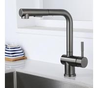 NBYGSC Tirez Le Robinet de mélangeur de Cuisine avec Pivot à Pirate Unique à Un Seul Trou Unique 2 Modes Robinet d'évier de Cuisine en Acier Inoxydable Trayer vers Le Bas-Gris