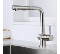 NBYGSC Tirez Le Robinet de mélangeur de Cuisine avec Pivot à Pirate Unique à Un Seul Trou Unique 2 Modes Robinet d'évier de Cuisine en Acier Inoxydable Trayer vers Le Bas-Gris