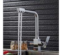NBYGSC Tous Les taps à Trois Coups Trois en Un Bassin de Lavage de Cuisine en cuivre Purification à Eau tournante Chaussure directe de Boisson Or, électroplate du Corps Principal carré