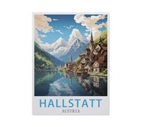 NBZRAOFV Austria Hallstatt Vintage Travel Poster,Vintage Tin Signs Funny Metal Tin Sign Wall Art Garden House Plaque for Bathroom Kitchen Cafe Wall Halloween Christmas Decor-yV1297(8x12Inch)