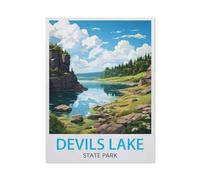 NBZRAOFV Devil's Lake State Park Vintage Travel Poster,Funny Tin Sign Retro Metal Sign for Home Farm Toilet Restroom Washroom Wall Decor Gift-yV1105(8x12Inch)