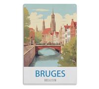 NBZRAOFV Fashion Metal Tin Sign Wall Decoration Room Art Metal Tin Sign,Bruges Belgium 30x30cm