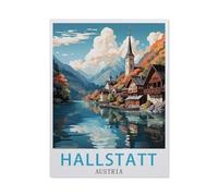 NBZRAOFV Hallstatt Austria, Vintage Travel Poster,Tin Signs Gift Funny Vintage Metal Sign Plaqu Poster Wall Art Pub Bar Kitchen Garden Bathroom Home Decor-yV1102(8x12Inch)