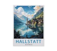NBZRAOFV Hallstatt Austria, Vintage Travel Poster,Vintage Tin Signs Funny Metel Decorative Signs Retro Wall Decor Home Wall Signs-yV1127(8x12Inch)