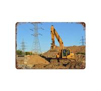 NBZRAOFV Tin Sign,Excavator at work on construction site,Personalized Tin Sign Vintage Sign for Wall Outdoor, Indoor, Street, Office, Home,Bar Man Cave Decor,-yV550（8x12Inch）