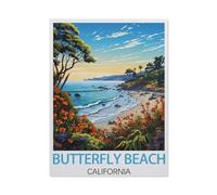 NBZRAOFV Tin Sign,Vintage California Butterfly Beach Travel Poster,Personalized Tin Sign Vintage Sign for Wall Outdoor, Indoor, Street, Office, Home,Bar Man Cave Decor-yV1663(8x12Inch)