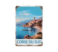 NBZRAOFV Vintage Metal Tin Sign,Corse Du Sud Ajaccio,Metal Wall Decor Decorative Tin Sign Art Plaque Poster for Home Kitchen Bar Coffee Shop Club Decoration-yV201(8x12Inch)