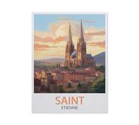 NBZRAOFV Vintage travel poster Saint Etienne sunset,Funny Tin Sign Retro Metal Sign for Home Farm Toilet Restroom Washroom Wall Decor Gift-yV1787(8x12Inch)