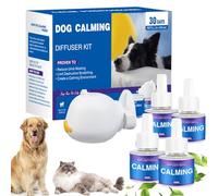 Nbzsmlkn Coffret Diffuseur Apaisant pour Animaux (Versions Chat Et Chien), Diffuseur Apaisant pour Chat, Kit De Recharge pour Diffuseur Apaisant pour Chat (Chiens + 4 recharges,Lavande)