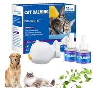 Nbzsmlkn Coffret Diffuseur Apaisant pour Animaux (Versions Chat Et Chien), Diffuseur Apaisant pour Chat, Kit De Recharge pour Diffuseur Apaisant pour Chat (Chats + 2 recharges,Lavande)