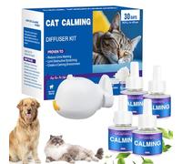 Nbzsmlkn Coffret Diffuseur Apaisant pour Animaux (Versions Chat Et Chien), Diffuseur Apaisant pour Chat, Kit De Recharge pour Diffuseur Apaisant pour Chat (Chats + 4 recharges,sans Parfum)