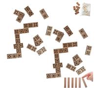 Nbzsmlkn Jeu De Dominos en Bois Gravé, 28 Pièces, Motif Patchwork, pour Adultes. Idée Cadeau pour Les Passionnés De Patchwork. Jouet Éducatif en Bois pour 2 À 4 Joueurs. (2set)