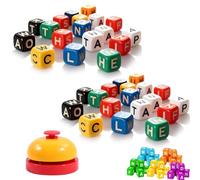 Nbzsmlkn Jeu De Mots avec 60 Dés, Jeu De Dés Mélangés, Jeu De Mots Et Exercice Cérébral, Plateau De Jeu Portable (2 pièces)