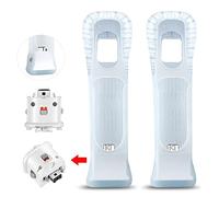 NC 2 capteurs d'adaptateur Motion Plus et 2 Coques en Silicone pour télécommande Wii, Adaptateur accélérateur de Remplacement pour Adaptateur Wii Motion Plus (Blanc)