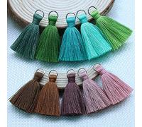 NC 24 Pcs Multi-Couleur Mini Glands 3.5 cm DIY Coton Glands pour la Fabrication de Bijoux DIY Artisanat Accessoires Porte-clés Charmes Soyeux À La Main Minuscules Glands avec Golden Jump Ring