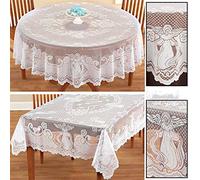 NC AMIPOS Napperons vintage en dentelle polyester Motif ange Blanc 152 x 213 cm