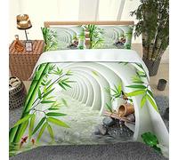 NC AYGWHW Housse De Couette avec Taies d'oreiller - Parure De Lit 2 Personnes avec Fermeture Éclair - 220X240 Cm Motif Pierre De Bambou Vert - Sets De Housse Couette en Microfibre, 3 Pièces