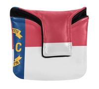 Nc Couvre-club de golf avec fermeture magnétique pour putter en cuir PU imperméable avec drapeau de la Caroline du Nord